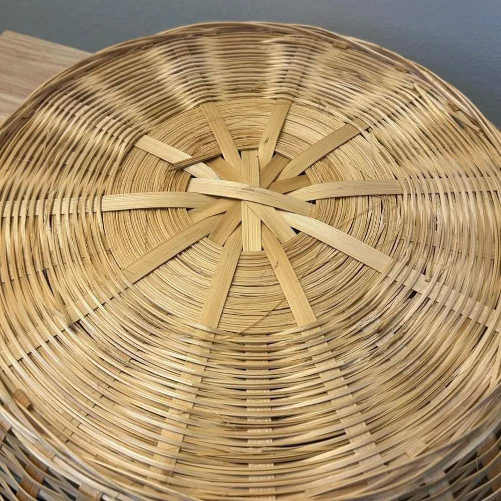 Round Woven Rattan Wall Basket - Natural Tan